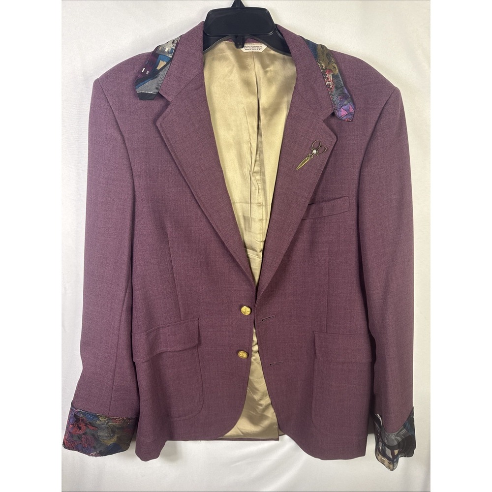 Vintage Hamilton Collection Plum Blazer 40R Silk Cuffs Art Style Brent Hardgrave